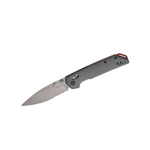 Kershaw Iridium Folding Knife D2 Spear Point Combo Blade , Grey Aluminum Handles Kershaw Iridium Folding Knife D2 Spear Point Combo Blade , Grey Aluminum Handles