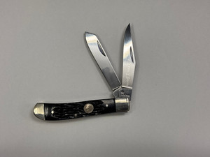 Pre-Owned Boker Tree Brand Mini Trapper Clip Point and Spey Stainless Steel Black Combo , Black Bone Handle (Condition: New , Box: Yes) Pre-Owned Boker Tree Brand Mini Trapper Clip Point and Spey Stainless Steel Black Combo , Black Bone Handle (Condition: New , Box: Yes)