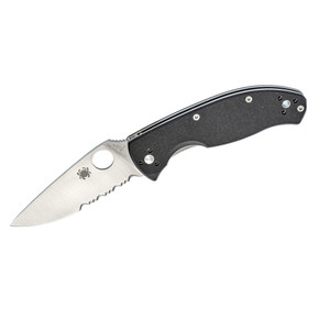 Spyderco Tenacious Folding Knife 8Cr13MoV Combo Blade, Black G10 Handles Spyderco Tenacious Folding Knife 8Cr13MoV Combo Blade, Black G10 Handles