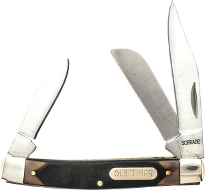 Old Timer Middleman Slip Joint Knife 3 Blade 7Cr17Mov, Black GFN Handles Old Timer Middleman Slip Joint Knife 3 Blade 7Cr17Mov, Black GFN Handles