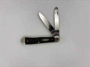 Pre-Owned Case Black Synthetic Jig Trapper Stainless Steel Clip Point / Spey Blades , Synthetic Bone Black Handle (Condition: New, Box: New)