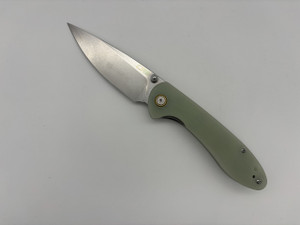 Pre-Owned CJRB Feldspar D2 Drop Point Blade , Jade G10 Handles (Condition: New, Box: No)