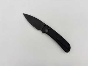 Pre-Owned Civivi Qubit Black Stonewash 14C28N Drop Point Blade, Black Anodized Aluminum Handle Custom Titanium Pocket Clip (Condition: New , Box: Yes