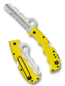 Spyderco Assist Salt Folding Knife, H-2 Blade Steel Yellow FRN Handle