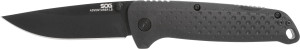 SOG Adventurer LB Folding Knife Black 5Cr15Mov Drop Point Blade, Black GRN Handles