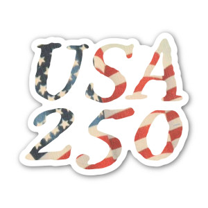 USA 250 Flag Text Sticker