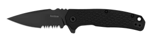 Kershaw Conduit Assisted Flipper Knife Black 8Cr13Mov Combo Blade, Black Glass-Reinforced Nylon Handles