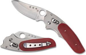 Spyderco Sprint Run Viele Phoenix Folding Knife, VG10 Plain Blade, Titanium and Red G10 Handle