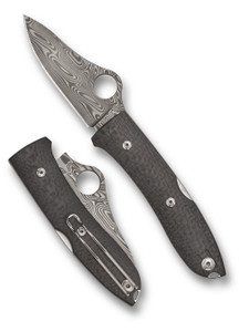 Spyderco Sprint Run SpyOpera Folding Knife, Thor Damasteel Plain Blade, Carbon Fiber Handles
