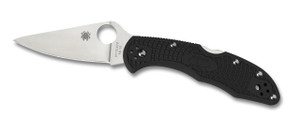 Spyderco Delica 4 Flat Ground VG10 Plain Blade, Black FRN Handles - C11FPBK Spyderco Delica 4 Flat Ground VG10 Plain Blade, Black FRN Handles - C11FPBK