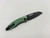 Pre-Owned Black Fox Feresa Stonewash D2 Blade, Green Anodized Aluminum Handles (Condition: New , Box: No)