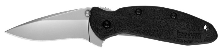 Kershaw 1620 Scallion Assisted Flipper Knife, Plain Blade, Black GFN Handles