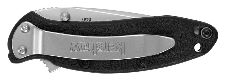 Kershaw 1620 Scallion Assisted Flipper Knife, Plain Blade, Black GFN Handles