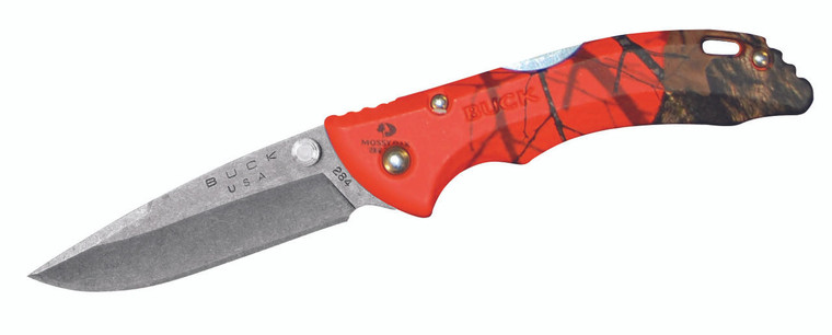Buck Knives Buck 284 Bantam BBW Folding Knife, Mossy Oak Blaze Orange Camo Handles - 0284CMS9