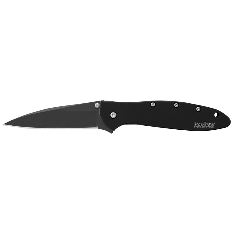 Kershaw 1660CKT Leek Assisted Opening Knife Black 14C28N Blade, Black Aluminum Handles
