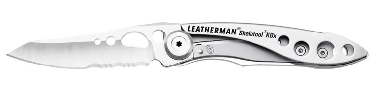  Leatherman Skeletool KBx Folding Knife, Combo Blade, Stainless Steel Handles - 832382 