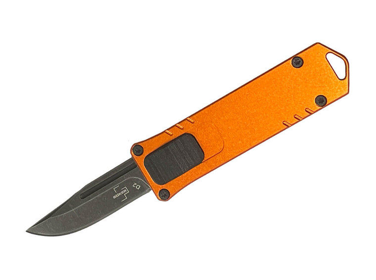  Boker Plus USB OTF Automatic Knife Black D2 Blade, Burnt Orange Handles - 06EX275 