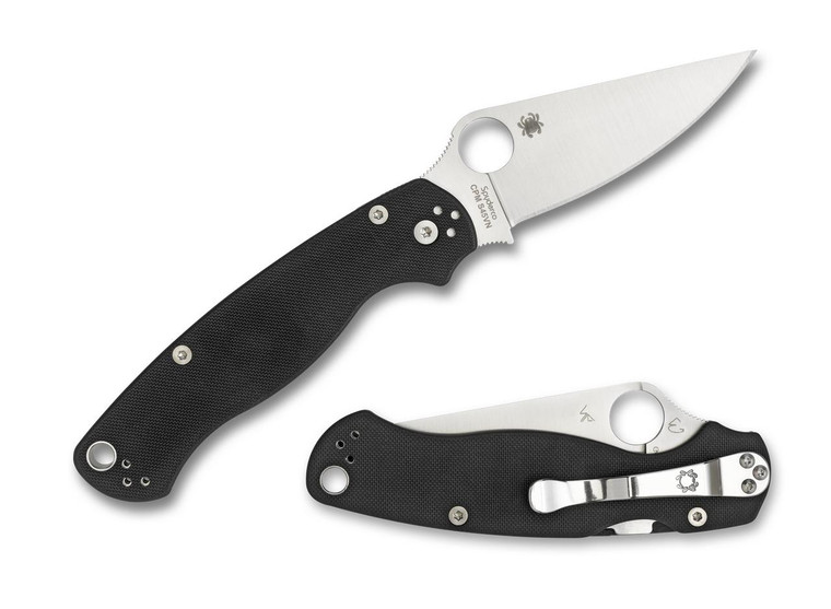 Spyderco Para Military 2 Black G-10 Handle Left Handed, CPM-S45VN Plain Blade - C81GPLE2