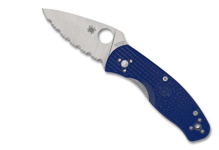 Spyderco Persistence Lightweight Folding Knife S35VN Serrated Blade, Blue FRN Handles - C136SBL