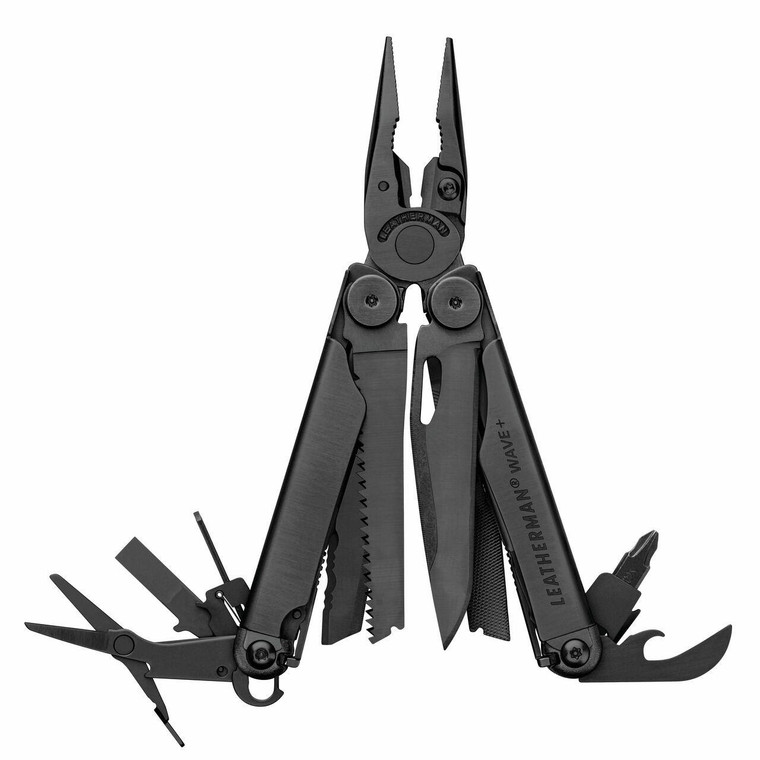  Leatherman Wave Plus Multi-Tool, 18 Tools, Black, MOLLE Sheath - 832533 