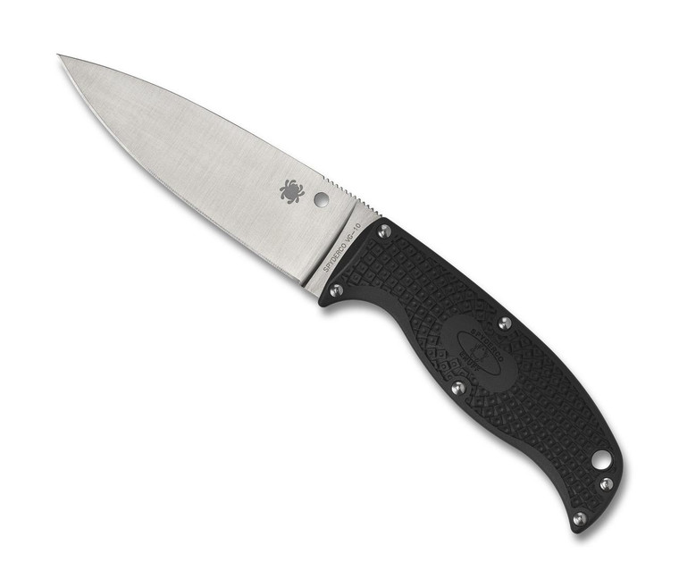 Spyderco Enuff 2 Fixed Blade VG10 Leaf Shaped Plain Blade, Black FRN Handles - FB31PBK2