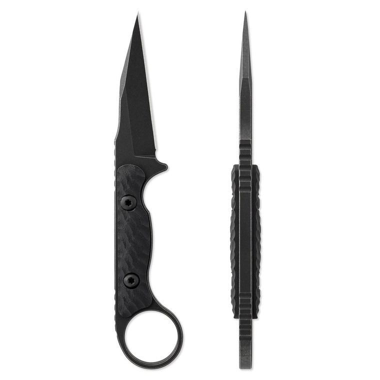 Toor Knives G10 Jank Shank Fixed Blade Knife Nitro-V Carbon Black Blade, Black G10 Handles