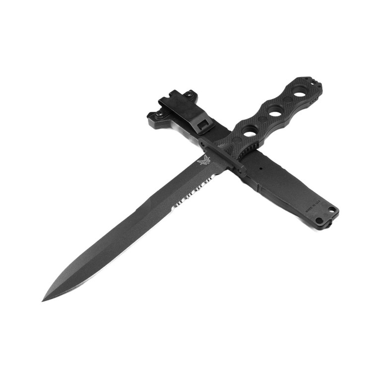  Benchmade 185SBK SOCP Fixed Blade CPM-3V Double Edge Combo Dagger Blade, Blag G10 Handle 