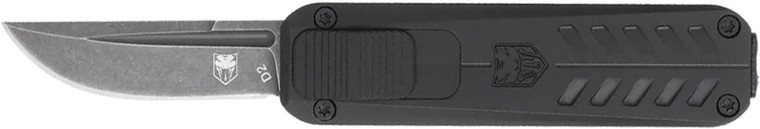 CobraTec Cobratec 928SB-Black California OTF Knife, D2 Drop Point Blade, 6061 T6 Black Aluminum Handle 