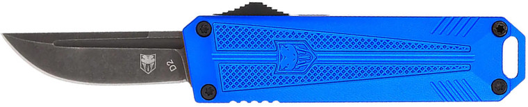 CobraTec Cobratec 929TB-Blue California OTF Knife, D2 Drop Point Blade, 6061 T6 Blue Aluminum Handle 