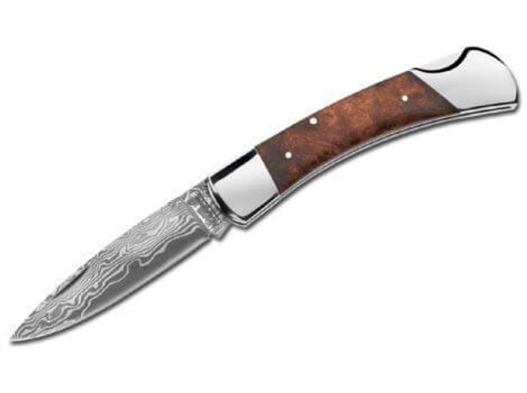  Boker Magnum Damascus Lord Folding Knife, Damascus Blade, Burl Wood Handle - 01MB790DAM 