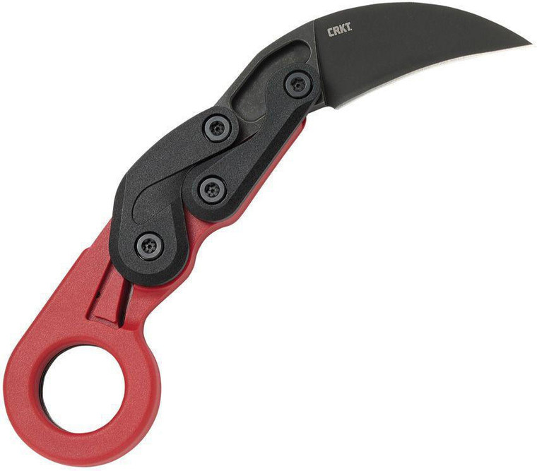  CRKT Kinematic Provoke Zap Folding Karambit, Black Stonewash Blade, Red Grivory Handles 