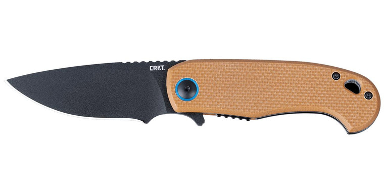  CRKT 7910 P.S.D. II Assisted Flipper Knife AUS-10 Black Drop Point Blade, Coyote Tan G10 Handle 