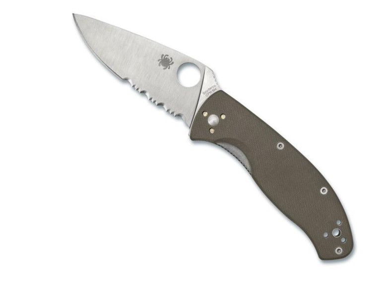  Spyderco Tenacious Folding Knife CPM-M4 Combo Blade, Brown G10 Handles - C122GBNM4PS 