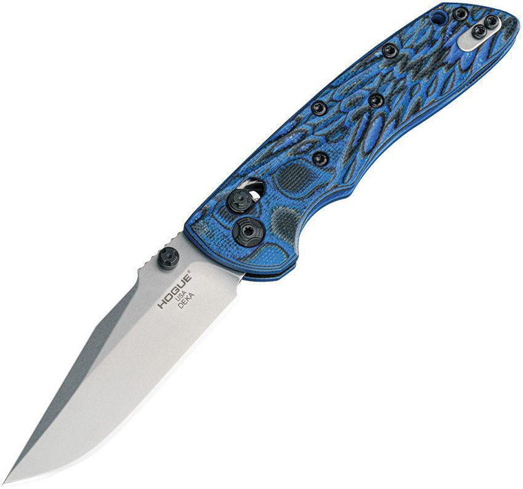  Hogue Deka Folding Knife CPM-MagnaCut Clip Point Blade, Blue Polymer Handle - 24273 