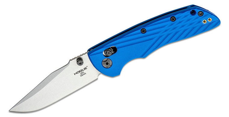  Hogue Deka Folding Knife CPM-MagnaCut Clip Point Blade, Blue Polymer Handle 