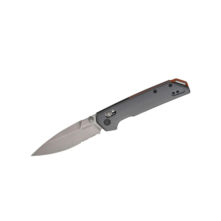 Kershaw Iridium Folding Knife D2 Spear Point Combo Blade , Grey Aluminum Handles