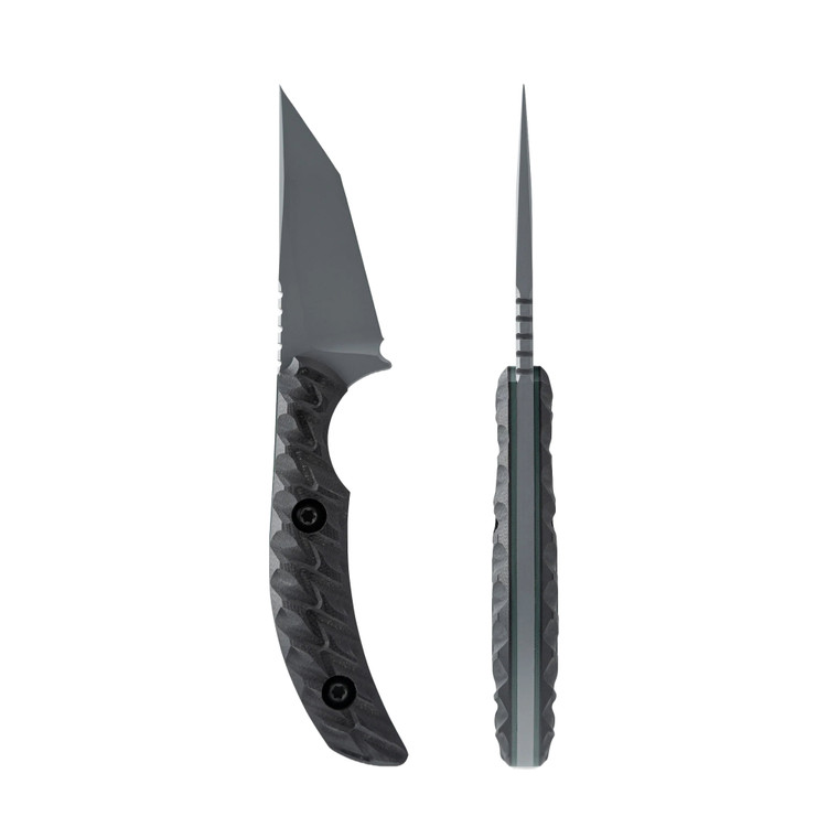 Toor Shifter T Phantom Grey Fixed Blade CPM M4 Tanto Blade, Black G10 Handles