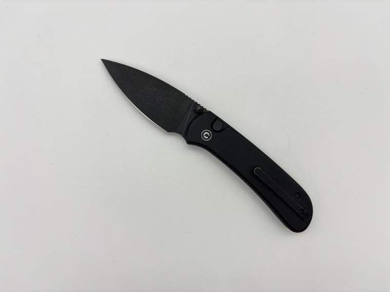 Pre-Owned Civivi Qubit Black Stonewash 14C28N Drop Point Blade, Black Anodized Aluminum Handle Custom Titanium Pocket Clip (Condition: New , Box: Yes