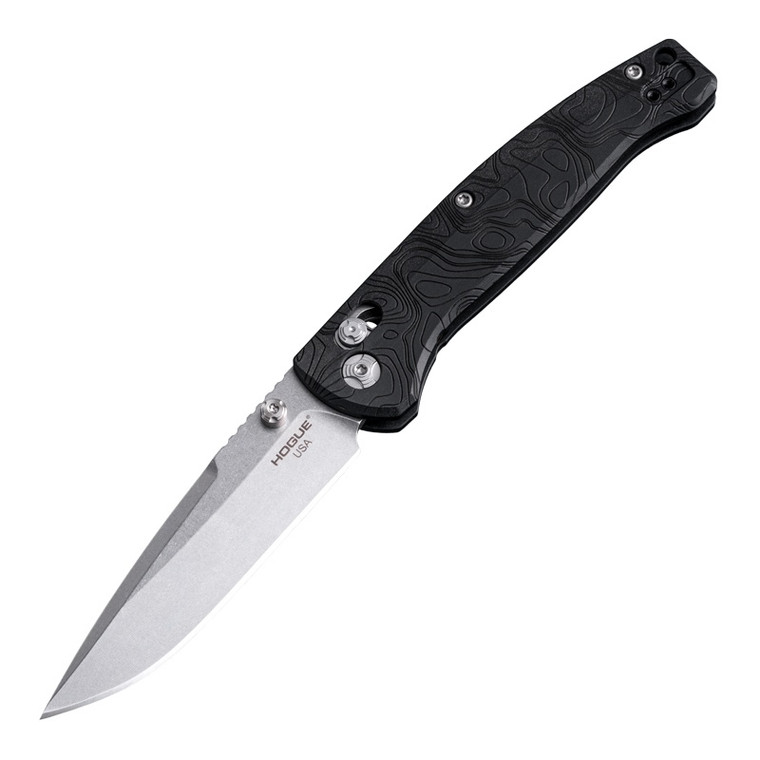 Hogue Series Metal Mysto Folding knife Satin Finished MagnaCut Blade, Topographic Black Diamond Richlite Handle