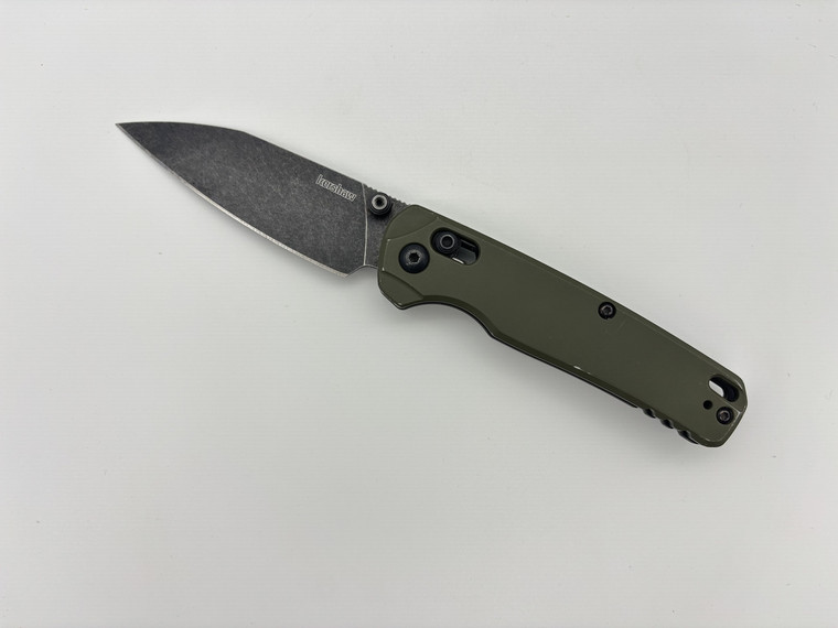 Pre-Owned Kershaw Bel Air Blackwash Wharncliffe Blade, Green Aluminum Handle (Condition: Lightly Used, Box: Yes)