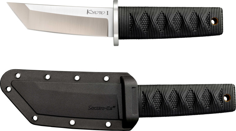 Cold Steel Kyoto I Fixed Blade 8Cr13Mov Tanto Blade, Black Kray-EX Handles
