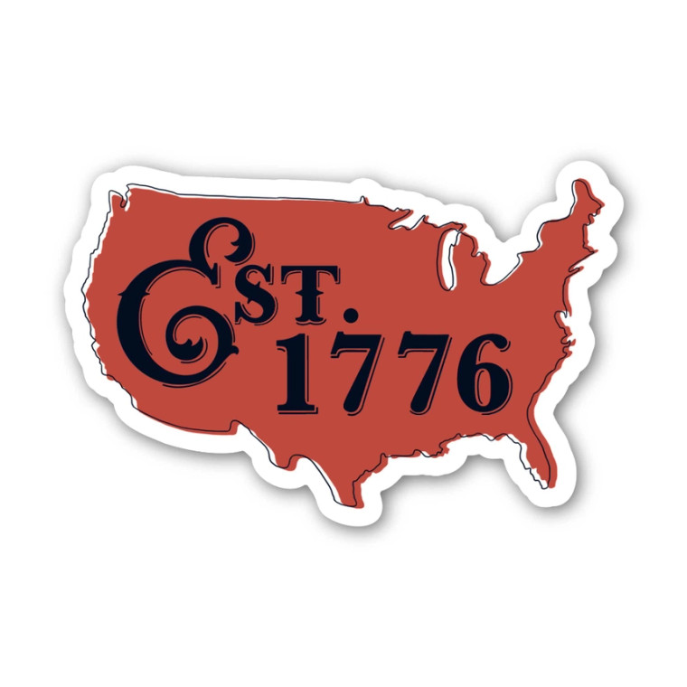 Est. 1776 US Map Red Sticker