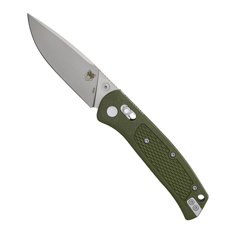 CobraTec EDC Scout Folding Knife VG-10 Drop Pont Blade, OD Green Grivory Handle