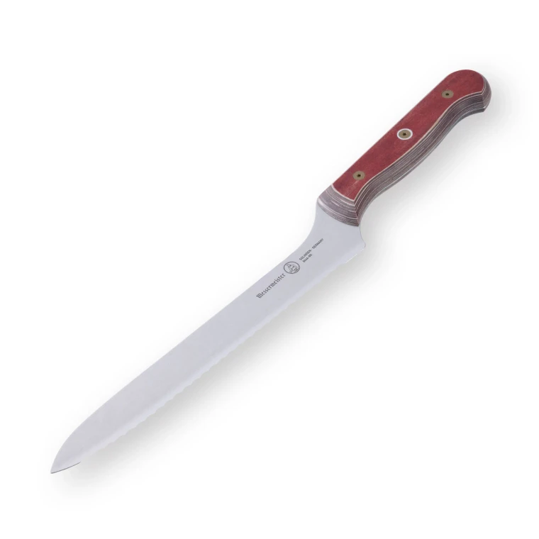 Messermeister Custom 8 Inch Offset Bread Knife, Terra Red Handle