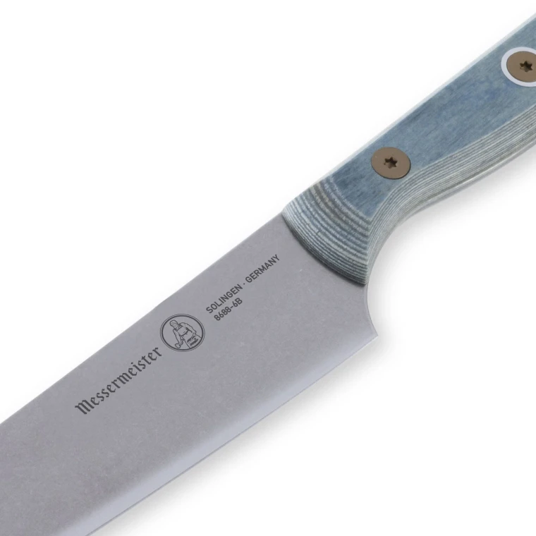 Messermeister Custom 6 Inch Chef's Knife, Indigo Blue Handle