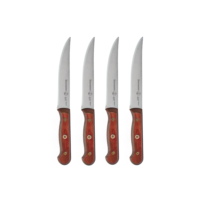 Messermeister Custom 4 Piece Steak Knife Set, Terra Red Handle