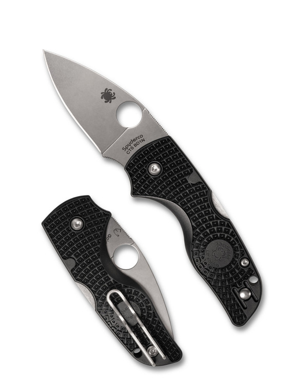 Spyderco Lil' Native Lightweight Folding Knife CTS-BD1N Satin Plain Blade, Black FRN Handles