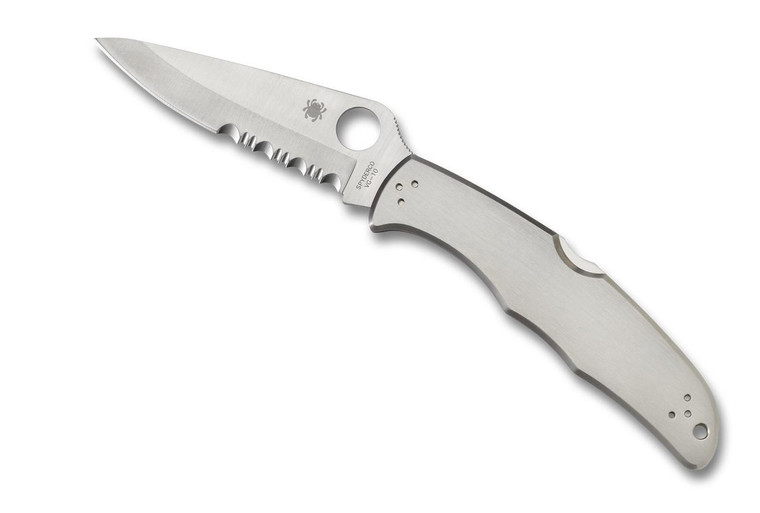 Spyderco Endura 4 Stainless Steel Handle, Combo Blade Folding Knife - C10PS