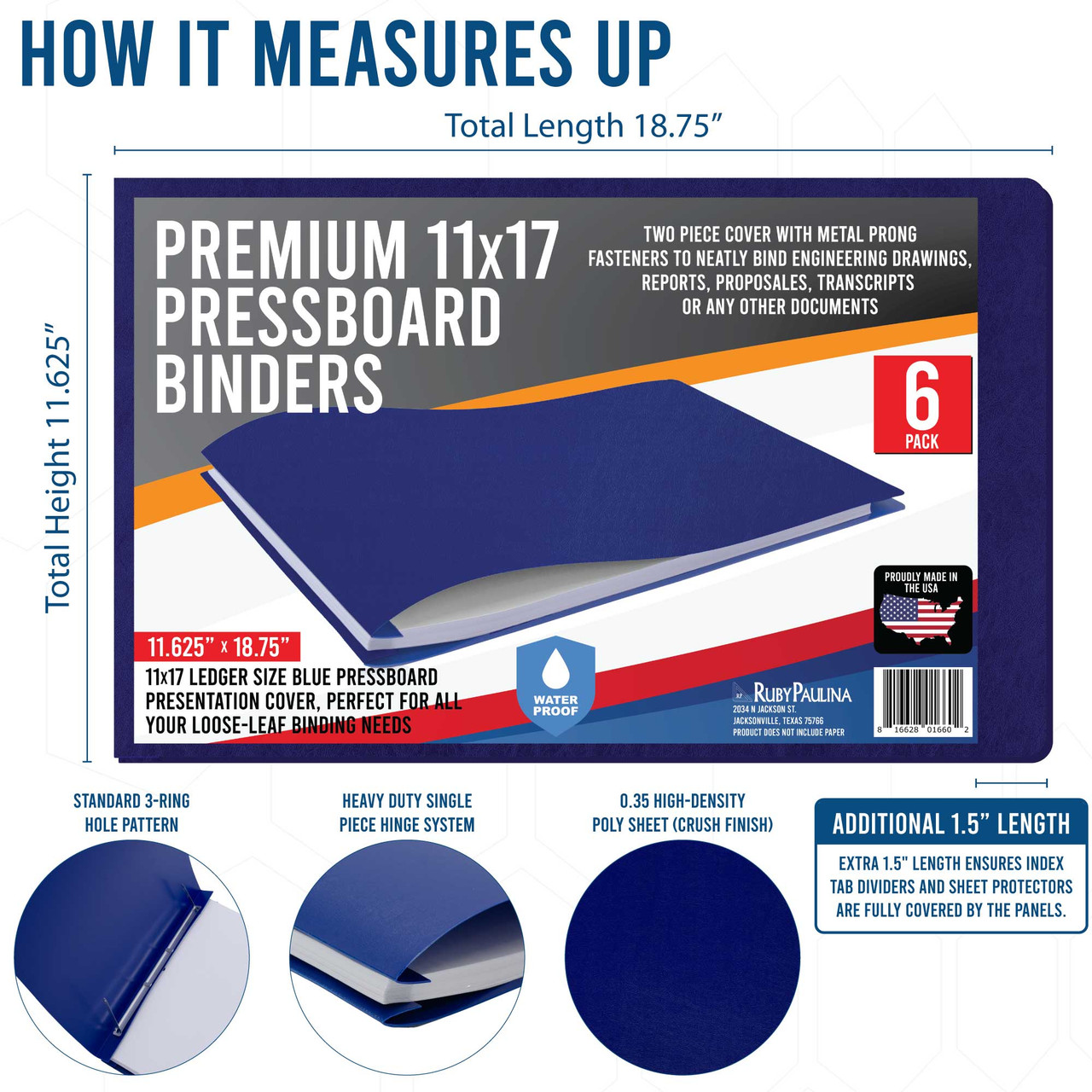11x17 report covers Poly folder with prongs Blue RP