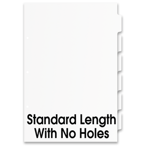 Single Set 17x11 6 Tabbed Dividers without Holes (6 per Package)